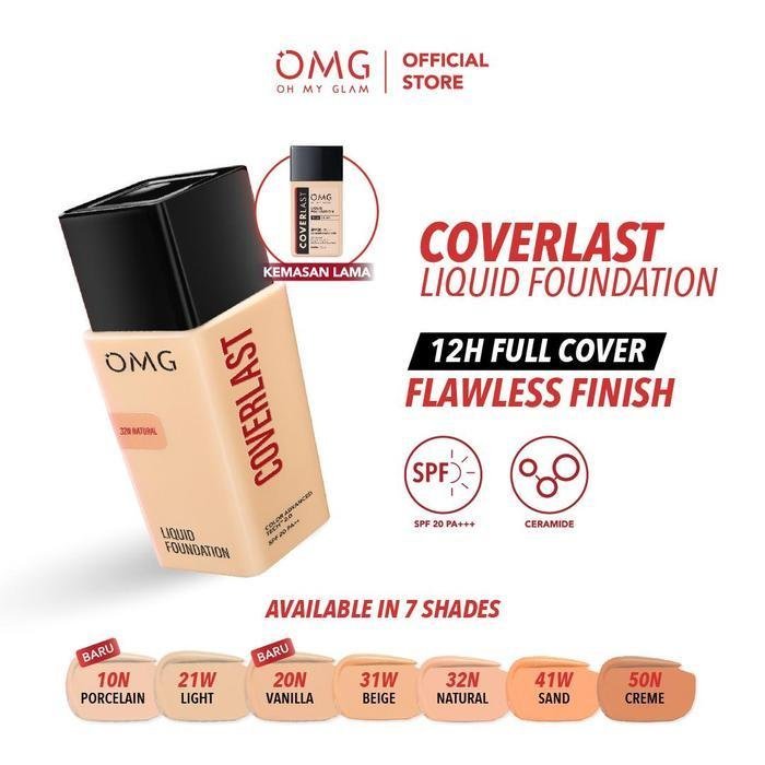 omg oh my glam coverlast liquid foundation spf 20 pa++ | alas bedak