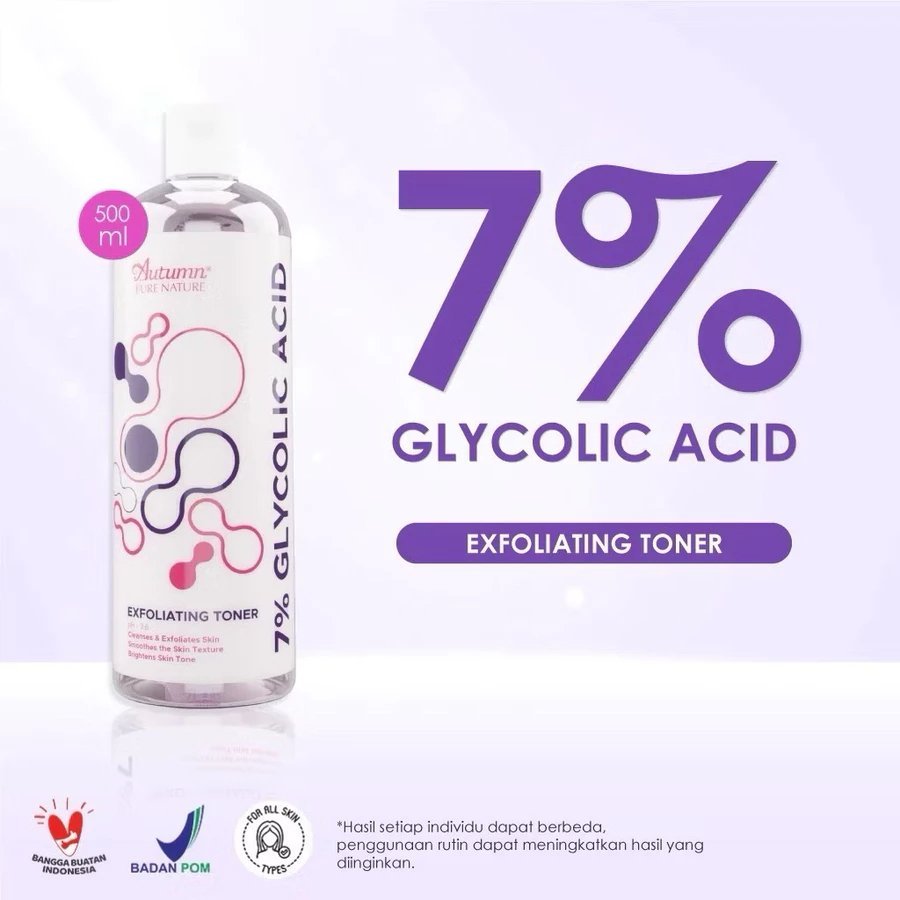 autumn 7% glycolic acid exfoliating toner 500ml/toner wajah