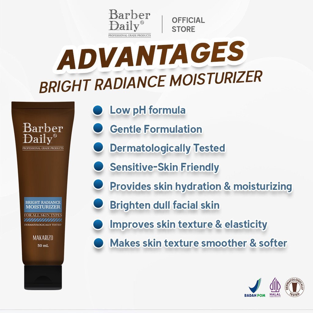 barber daily bright radiance moisturizer 50ml/pelembab wajah barber daily bright radiance moisturizer 50ml/pelembab wajah