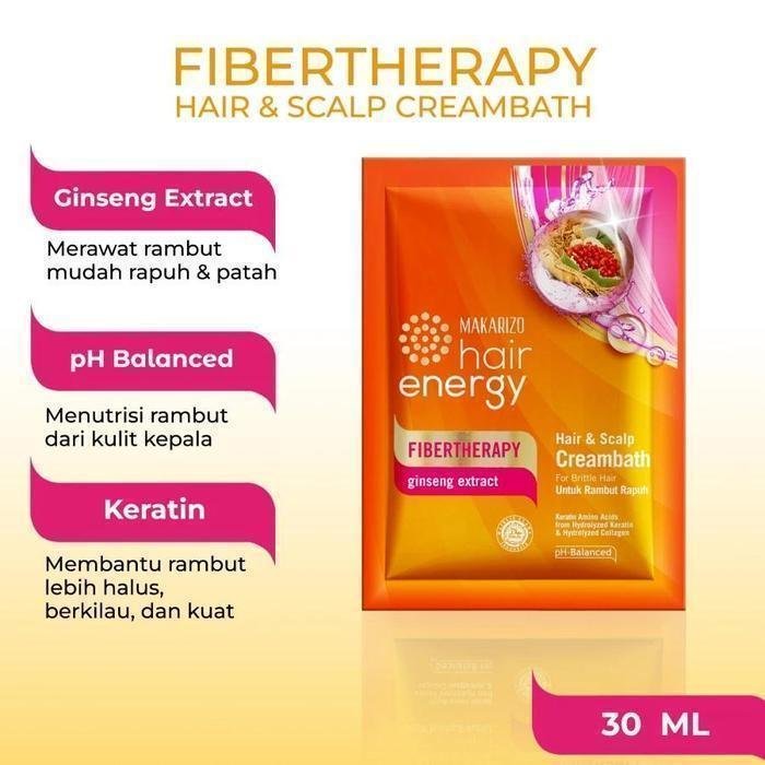 makarizo hair energy fibertherapy hair and scalp creambath 60gr/perawatan rambut makarizo hair energy fibertherapy hair and scalp creambath 60gr/perawatan rambut