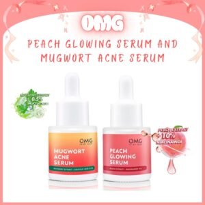 omg oh my glow peach glowing serum & mugwort acne serum 20ml / serum wajah
