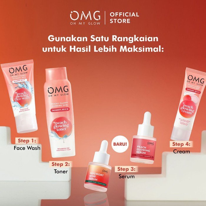 omg oh my glow peach glowing serum & mugwort acne serum 20ml / serum wajah omg oh my glow peach glowing serum & mugwort acne serum 20ml / serum wajah
