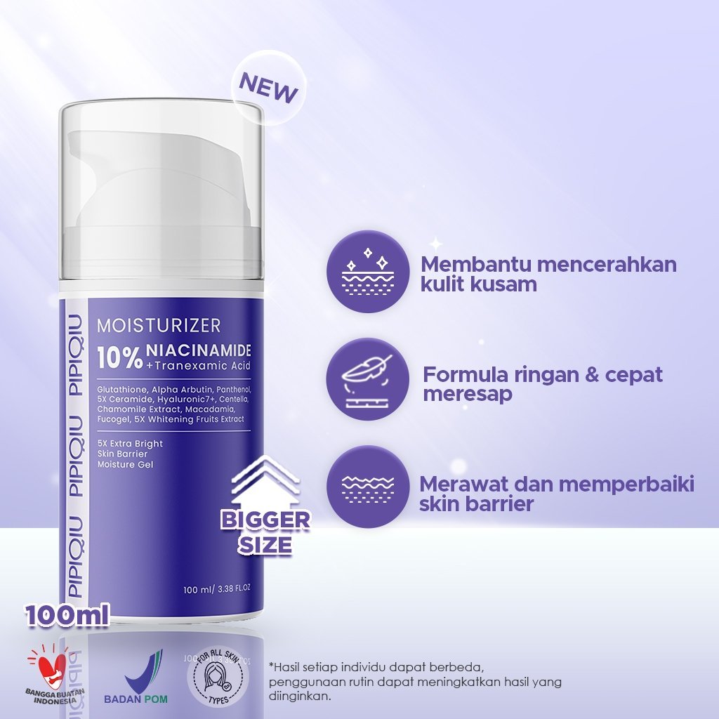 pipiqiu 10% niacinamide tranexamic acid extra bright skin barrier moisture gel 100ml/ pelembab wajah pipiqiu 10% niacinamide tranexamic acid extra bright skin barrier moisture gel 100ml/ pelembab wajah