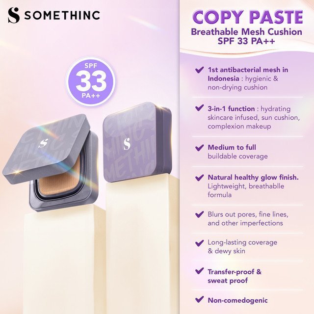 somethinc copy paste breathable mesh cushion spf 33 pa++/alas bedak somethinc copy paste breathable mesh cushion spf 33 pa++/alas bedak
