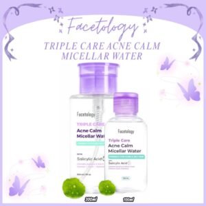 facetology triple care acne calm micellar water 300ml and 100ml/pembersih make up