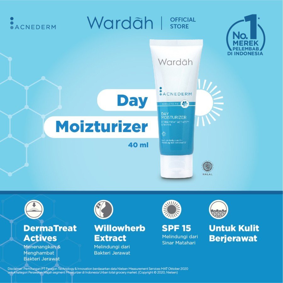 wardah acnederm day moisturizer 40ml | pelembab wajah wardah acnederm day moisturizer 40ml | pelembab wajah