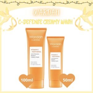 wardah c defense vitamin c panthenol creamy wash 50ml & 100ml | pembersih muka