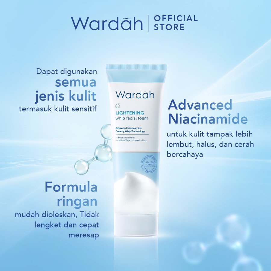 wardah lightening low ph nano niacinamide hyaluronic whip facial foam 50ml and 100ml/pembersih wajah wardah lightening low ph nano niacinamide hyaluronic whip facial foam 50ml and 100ml/pembersih wajah