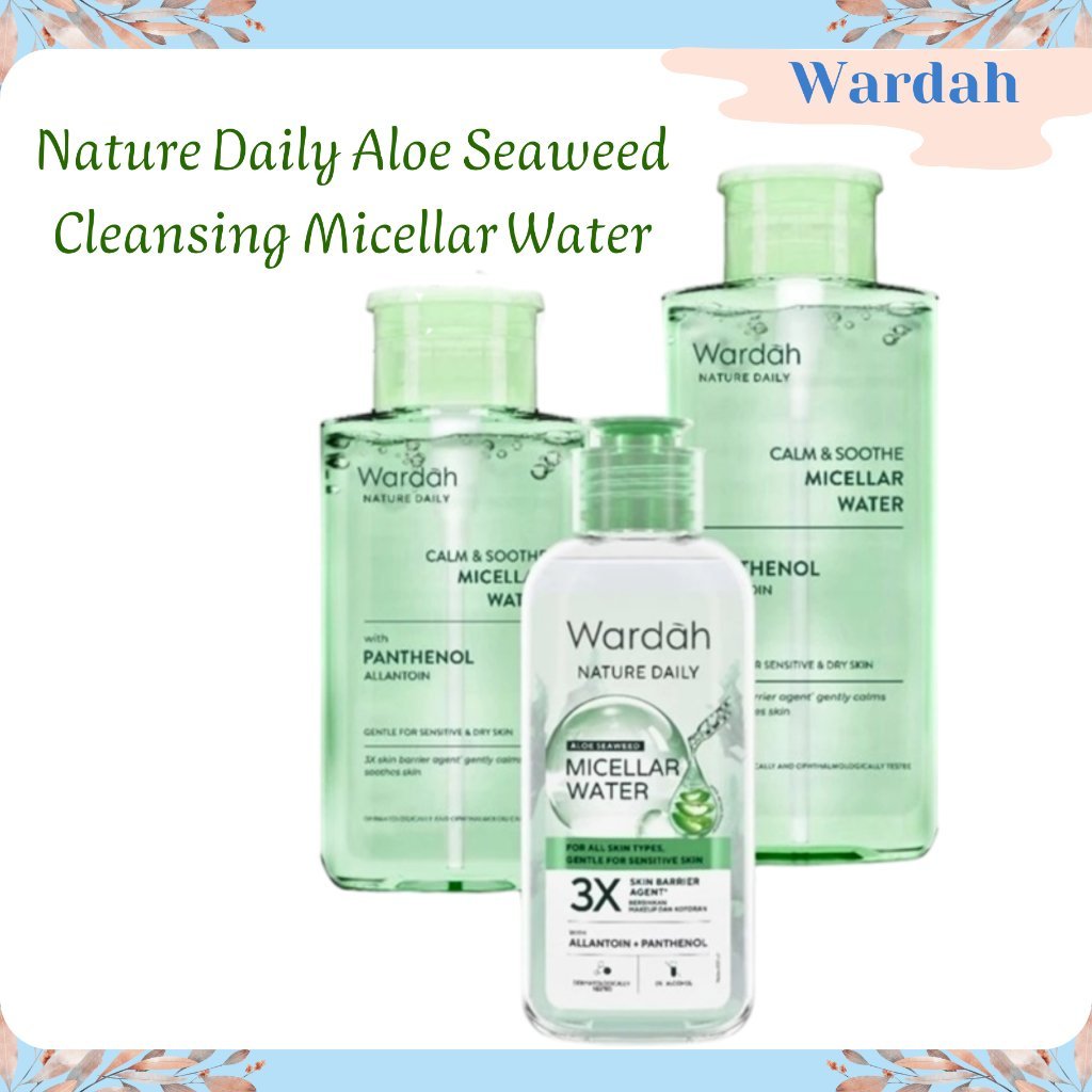wardah nature daily aloe seaweed cleansing micellar water 100ml & 240ml wardah nature daily aloe seaweed cleansing micellar water 100ml & 240ml