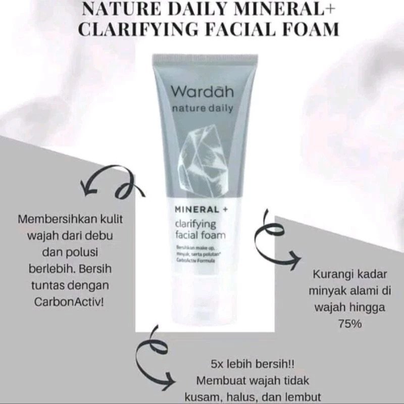 wardah nature daily mineral clarifying facial foam 100ml/pembersih wajah wardah nature daily mineral clarifying facial foam 100ml/pembersih wajah