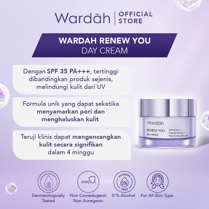 wardah renew you anti aging day cream spf 35 pa+++ 9g | 15g | 30g wardah renew you anti aging day cream spf 35 pa+++ 9g | 15g | 30g