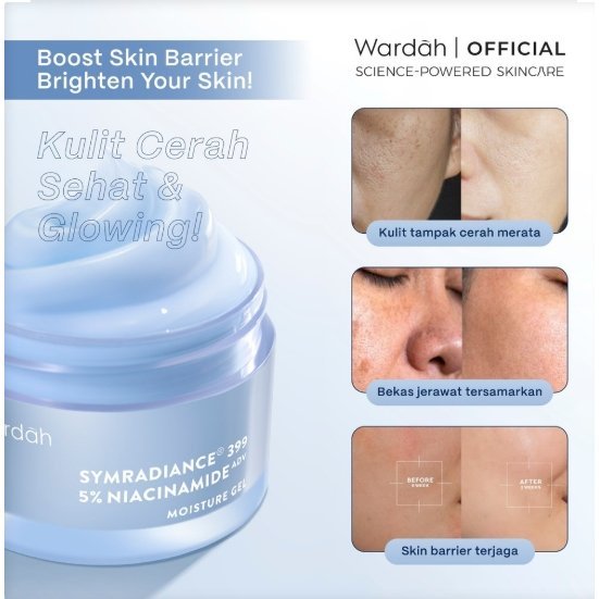 wardah symradiance 399 niacinamide bright and barrier boost moisturizer gel 30g / pelembab wajah wardah symradiance 399 niacinamide bright and barrier boost moisturizer gel 30g / pelembab wajah