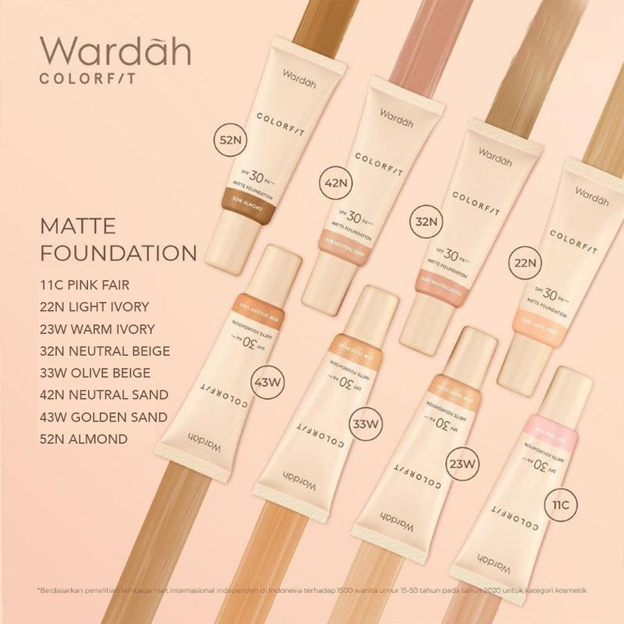 wardah colorfit matte foundation spf 30 pa++ 25ml wardah colorfit matte foundation spf 30 pa++ 25ml