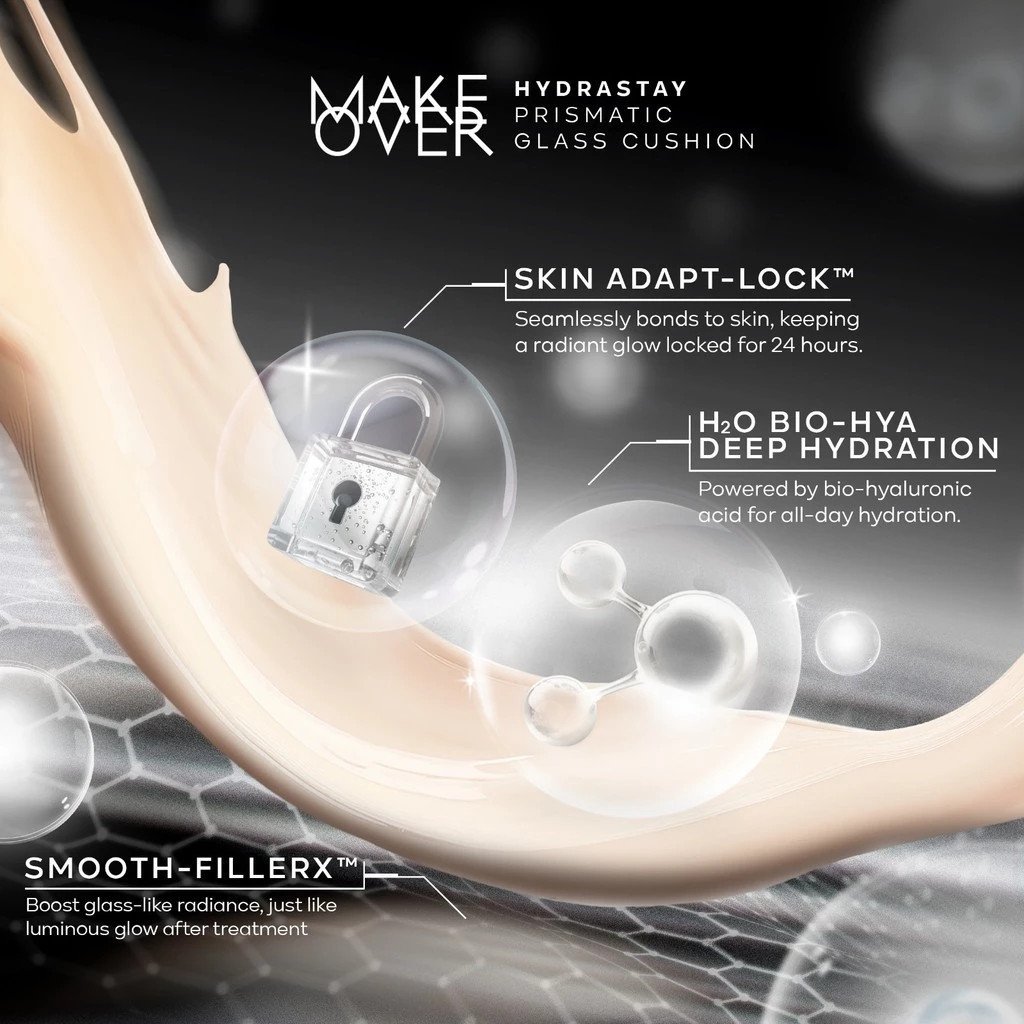 make over hydrastay prismatic glass cushion 12g/alas bedak make over hydrastay prismatic glass cushion 12g/alas bedak