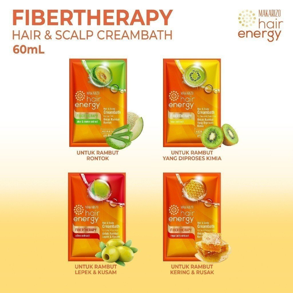 makarizo hair energy fibertherapy hair and scalp creambath 30g/masker rambut makarizo hair energy fibertherapy hair and scalp creambath 30g/masker rambut