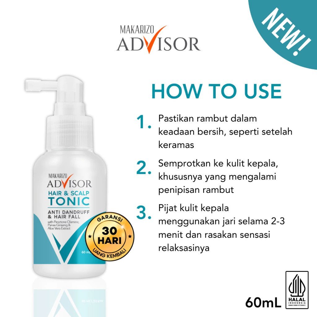 makarizo advisor hair and scalp tonic 60ml/tonic rambut makarizo advisor hair and scalp tonic 60ml/tonic rambut
