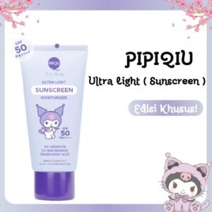 pipiqiu ultra light sunscreen moisturizer bright & protect spf 50 pa++++ special kuromi edition 30ml