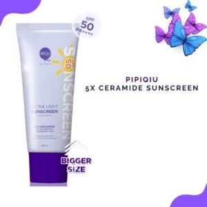 pipiqiu ultra light sunscreen 5x ceramide moisturizer bright and protect spf50 pa+++ 100ml/tabir