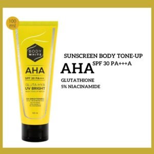 body white aha gluta hya uv bright spf 30 pa+++ body tone up serum 100ml/body sunscreen