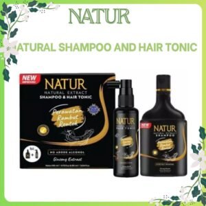 natur natural shampoo and hair tonic 2in1 ginseng extract 140ml and 90ml/perawatan rambut