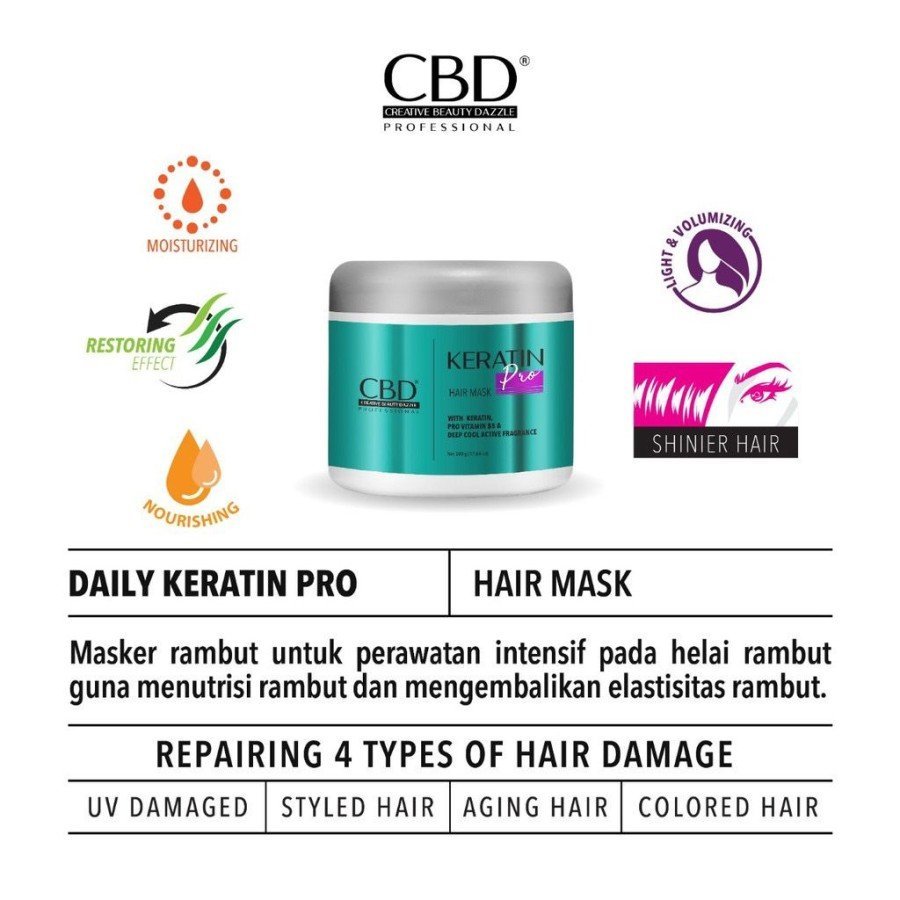 cbd professional keratin pro daily use hair mask 500g / masker rambut cbd professional keratin pro daily use hair mask 500g / masker rambut