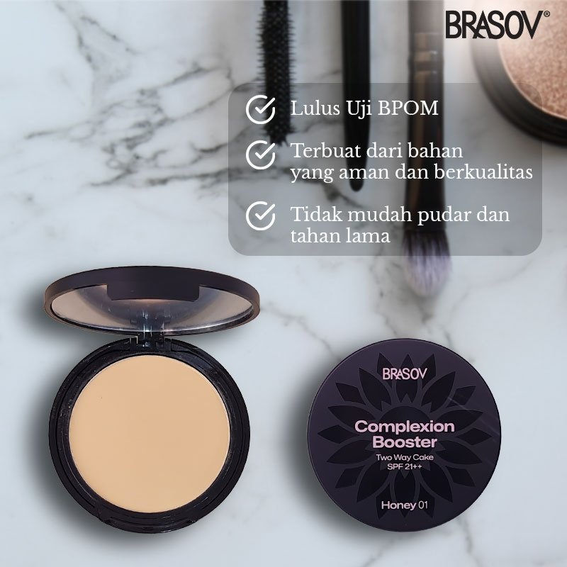 brasov complexion booster two way cake spf 21++ 8.5g/bedak padat brasov complexion booster two way cake spf 21++ 8.5g/bedak padat
