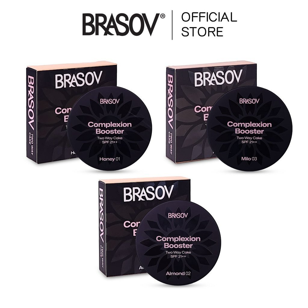 brasov complexion booster two way cake spf 21++ 8.5g/bedak padat brasov complexion booster two way cake spf 21++ 8.5g/bedak padat